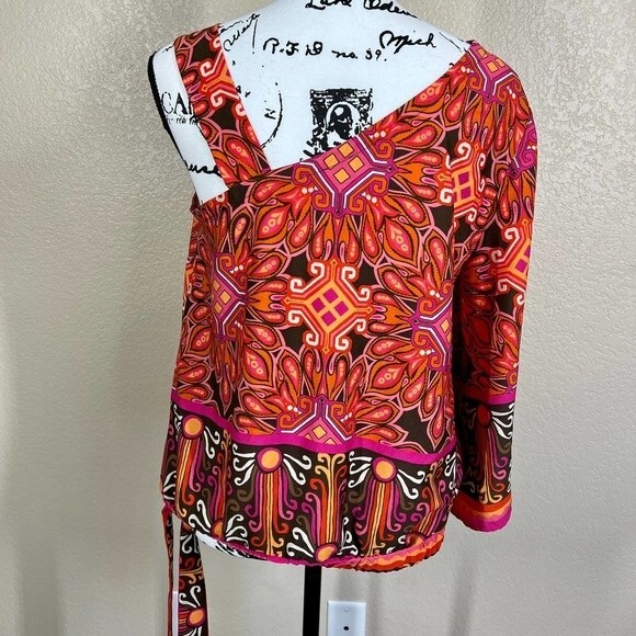 Chico’s orange blouse Zanzibar One-Shoulder Side-Tie Top size 1 - Picture 9 of 16
